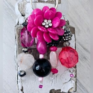 Handmade Vintage Flower Purse Charm / Keychain